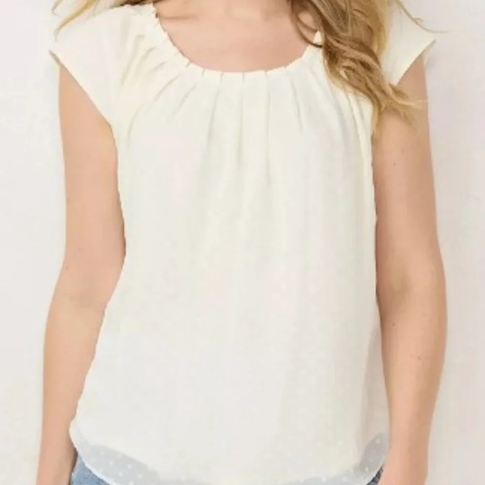 NWT Women's LC Lauren Conrad Pleated Scoopneck Top - Picture 2 of 7